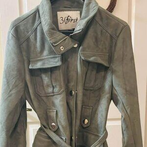 30First Women's Sage Suede Short Trench Coat  Size M
